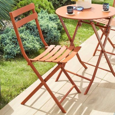 Chaise de jardin pliante "Greensboro" ambre en acier traité époxy - Hespéride