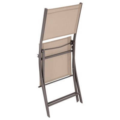 Chaise de jardin pliante Modula aluminium et polyester lin/tonka H.87 cm