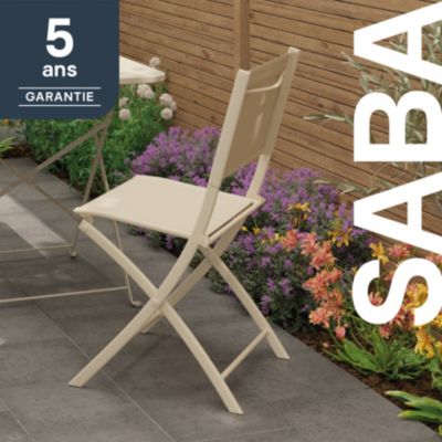 Chaise de jardin pliante Saba beige H.84,5 cm GoodHome