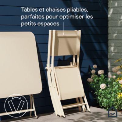 Chaise de jardin pliante Saba beige H.84,5 cm GoodHome