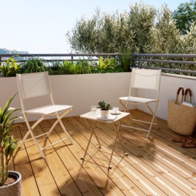 Chaise de jardin pliante Saba beige H.84,5 cm GoodHome