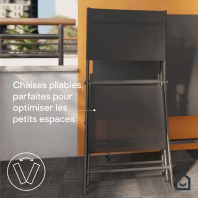 Chaise de jardin pliante Saba gris H.84,5 cm GoodHome