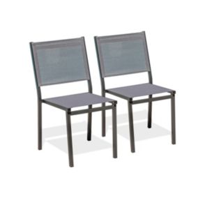 Chaise de jardin Tolede aluminium gris H.87 cm DCB Garden (lot de 2)