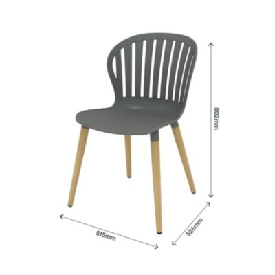 Chaise de jardin VAO en résine gris anthracite et piétement en aluminium imitation bois