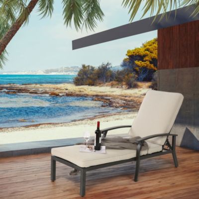 Chaise De Patio Jardin Aluminium Inclinable Coussin Beige Blackcolors