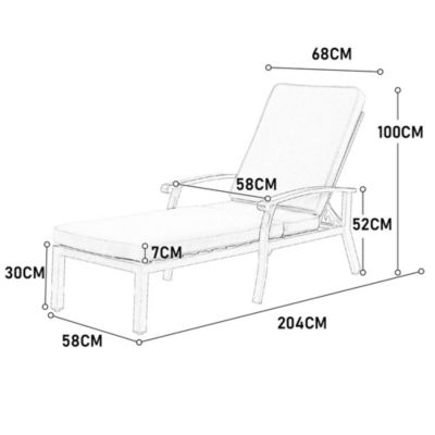 Chaise De Patio Jardin Aluminium Inclinable Coussin Beige Blackcolors