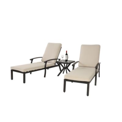 Chaise De Patio Jardin Aluminium Inclinable Coussin Beige Blackcolors