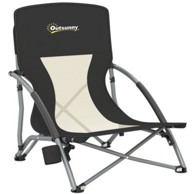 Chaise de plage pliante - chaise de camping compacte légère poids net 2,2 Kg - métal polyester textilène noir