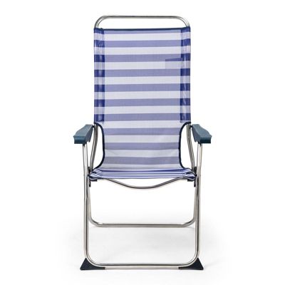 Chaise de Plage Pliante Solenny 5 Positions Dossier Ergonomique Bleu ...