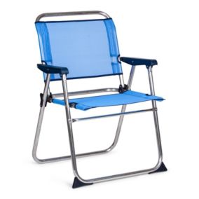 Chaise de Plage Pliante Solenny avec Dossier Bas Bleu 58x54x81 cm