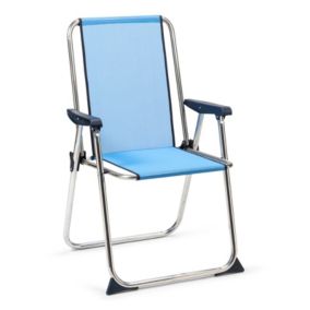 Chaise de Plage Pliante Solenny avec Dossier Haut Bleu 55x53x89 cm