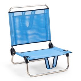 Chaise de Plage Pliante Solenny Dossier Bas avec Poche et Accoudoirs 54x50x63 cm