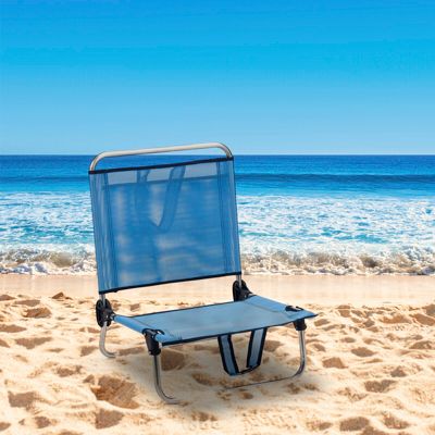 Chaise de Plage Pliante Solenny Dossier Bas avec Poche et Accoudoirs ...