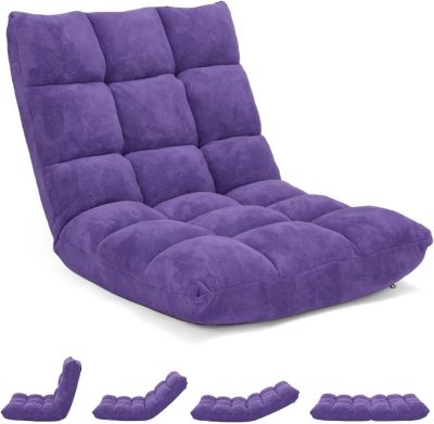 Chaise de Plancher avec Dossier Reglable sur 14 Niveaux 105 x 56 x 15CM Canape Paresseux