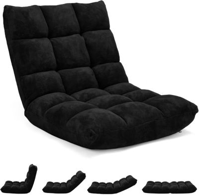 Chaise de Plancher Pliable Canape Fauteuil Pliant Paresseux-Lits Chaise de Lit avec Reglable 14 Positions 105 x 56 x 15CM