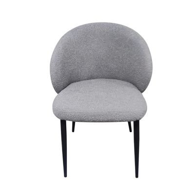 Chaise de repas en tissu bouclette gris et pieds métal noir - SYRACUSE