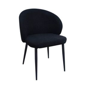 Chaise de repas en tissu bouclette noir et pieds métal noir - SYRACUSE