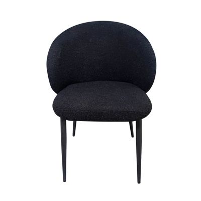 Chaise de repas en tissu bouclette noir et pieds métal noir - SYRACUSE