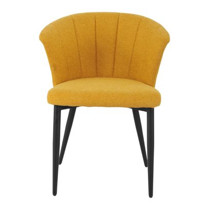 Chaise de repas en tissu jaune moutarde et pieds métal noir - MONTREAL