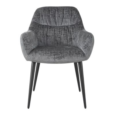 Chaise de repas tissu microfibre gris anthracite pieds métal - ATLANTA