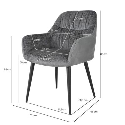 Chaise de repas tissu microfibre gris anthracite pieds métal - ATLANTA