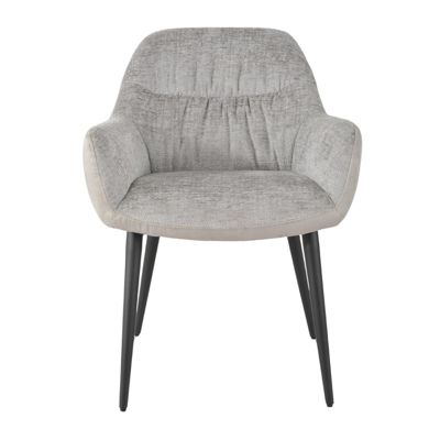 Chaise de repas tissu microfibre gris clair pieds métal noir - ATLANTA