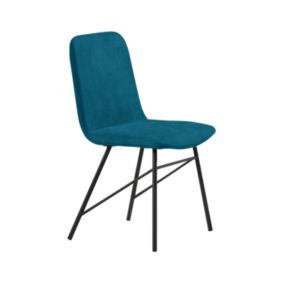 Chaise de salle à manger ANAIS avec assise velours bleu