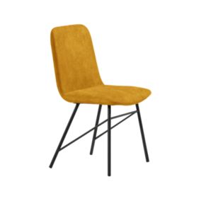 Chaise de salle à manger ANAIS avec assise velours jaune moutarde