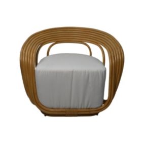 Chaise de salle à manger Charly avec coussin - 65x85x42-71 - Naturel-blanc - Rotin