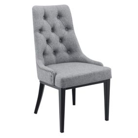 Chaise de Salle à Manger Chester Motif Chesterfield 100x53x60 cm Gris Clair en.casa