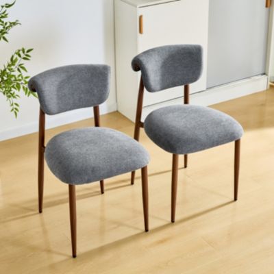 Chaise de Salle à Manger - Ensemble de 2 Chaises Modernes en Lin Gris avec Dossier Courbé et Assise Épaisse