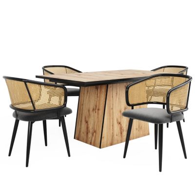 Chaise de Salle à Manger - Lot de 4 Chaises en Velours avec Dossier Confortable et Pieds en Métal - Gris