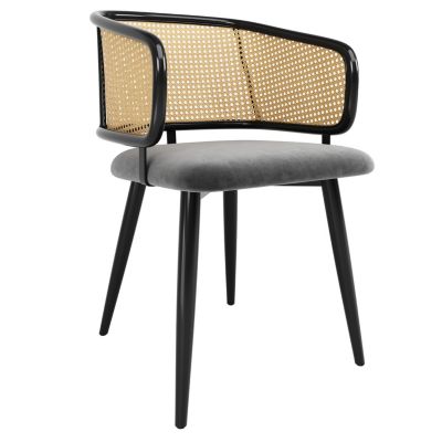 Chaise de Salle à Manger - Lot de 4 Chaises en Velours avec Dossier Confortable et Pieds en Métal - Gris