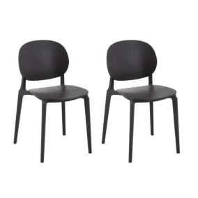 Chaise de salle à manger noire style japandi (lot de 2) - YUMI