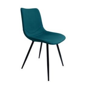 Chaise de salle à manger Oscar avec assise velours bleu