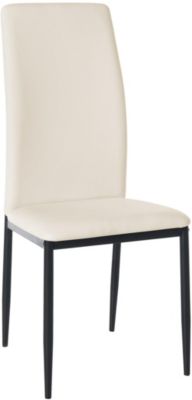 Chaise de salle à manger Savino, Chaise de cuisine avec piètement à quatre pieds Crème/Similicuir