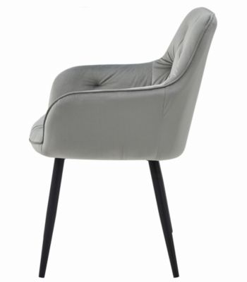 Chaise de salle à manger Valora LUKK Velours gris argenté avec pieds noirs x 1