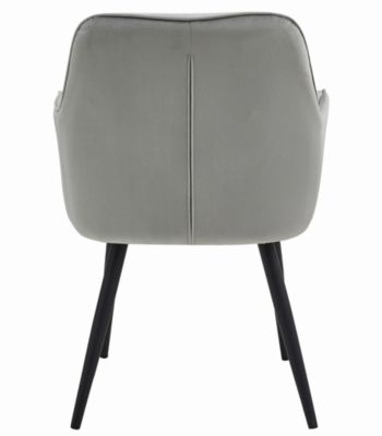 Chaise de salle à manger Valora LUKK Velours gris argenté avec pieds noirs x 1