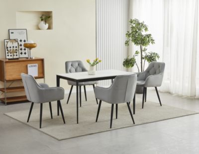 Chaise de salle à manger Valora LUKK Velours gris argenté avec pieds noirs x 1