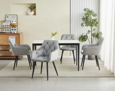 Chaise de salle à manger Valora LUKK Velours gris argenté avec pieds noirs x 1