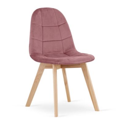 Chaise de salle à manger Valora NUUC en velours rose foncé avec pieds en bois de hêtre x1