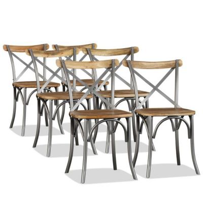 Chaise de salle à manger - VIDAXL - Bois de manguier massif et acier - Marron