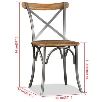 Chaise de salle à manger - VIDAXL - Bois de manguier massif et acier - Marron