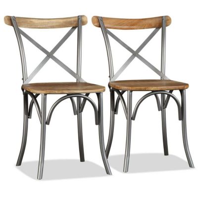 Chaise de salle à manger - VIDAXL - Bois de manguier massif et acier - Marron