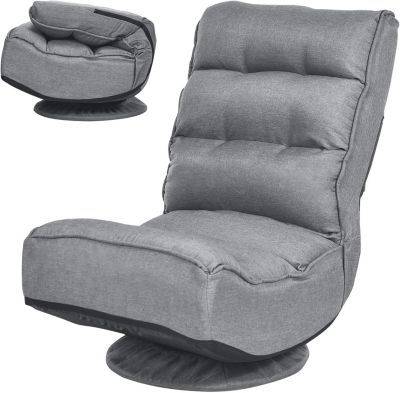 Chaise de Sol Ergonomique Fauteuil de Sol Pivotante a 360 Degres avec Dossier Pliable