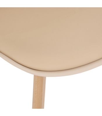 Chaise de table Assise Beige et Pieds en Bois de Hêtre