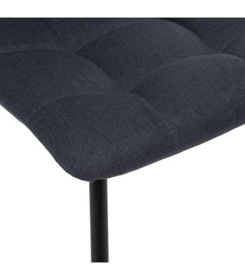 Chaise de table assise en tissu Gris anthracite et pieds en métal Noir