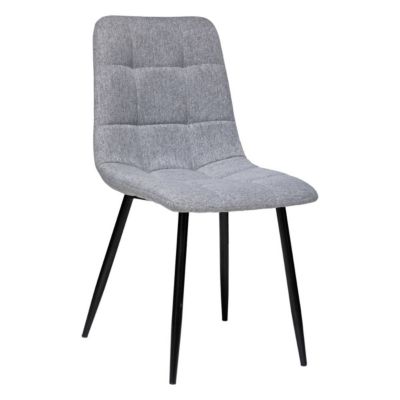 Chaise de table assise en tissu Gris souris et pieds en métal Noir