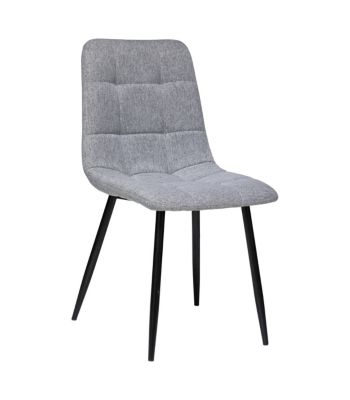 Chaise de table assise en tissu Gris souris et pieds en métal Noir