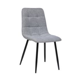 Chaise de table assise en tissu Gris souris et pieds en métal Noir